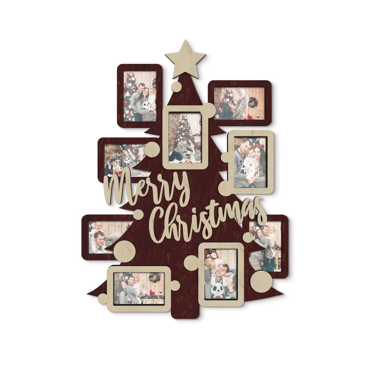 Фото-коллаж Рождественская елка на 9 фото Бордовый (christmas_tree-3)