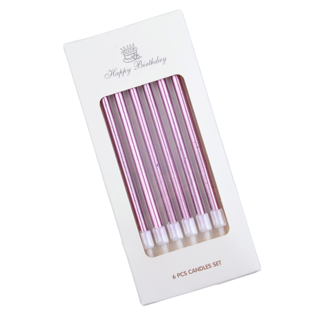 Свічки для торта Металік в коробці 6 шт. Рожевий (16082)