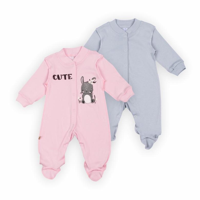 Комплект комбинезонов детский для девочки Gabbi KB-24-2 86 см 2 шт. Серый/Розовый (13935)