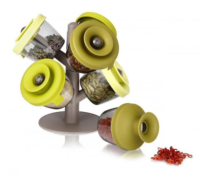 Набор для хранения специй на подставке Spice Rack 6 прозрачных баночек