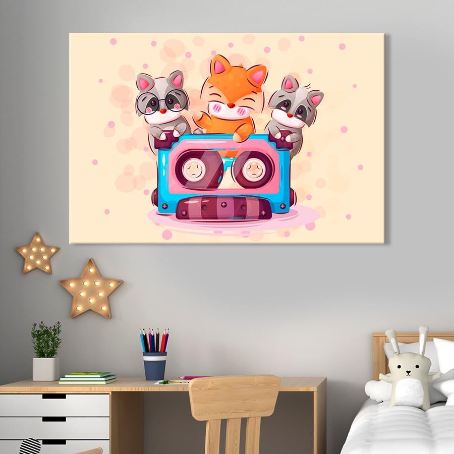 Картина в детскую комнату Музыкальные еноты 120x80 см (A1459-1)