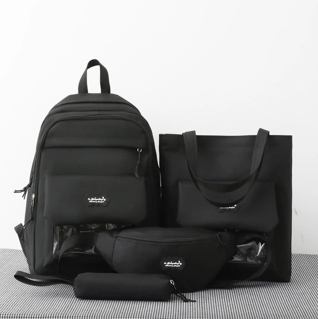 Рюкзак школьный для девочки Flower 4в1 Черный