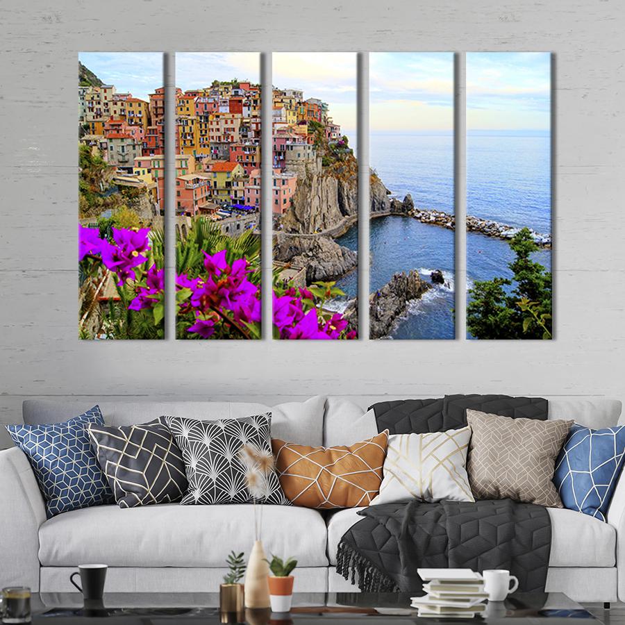 Модульная картина из 5 частей Красивая архитектура Чинкве-Терре в Италии 87x50 см (324-51)