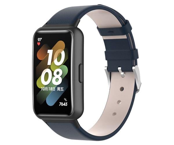 Ремінець шкіряний елегантний для Huawei Band 8 з класичною клямкою Синій