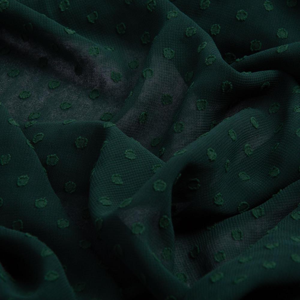 Ткань плательная шифон жаккард т/зелена
