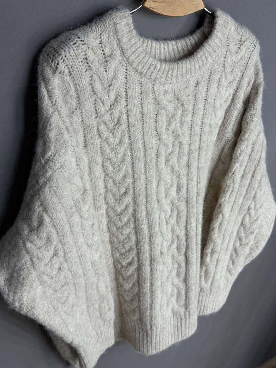 Светр жіночий A-N 3324 крупна в’язка букле коси довгий OS Молочний (5974) - фото 3