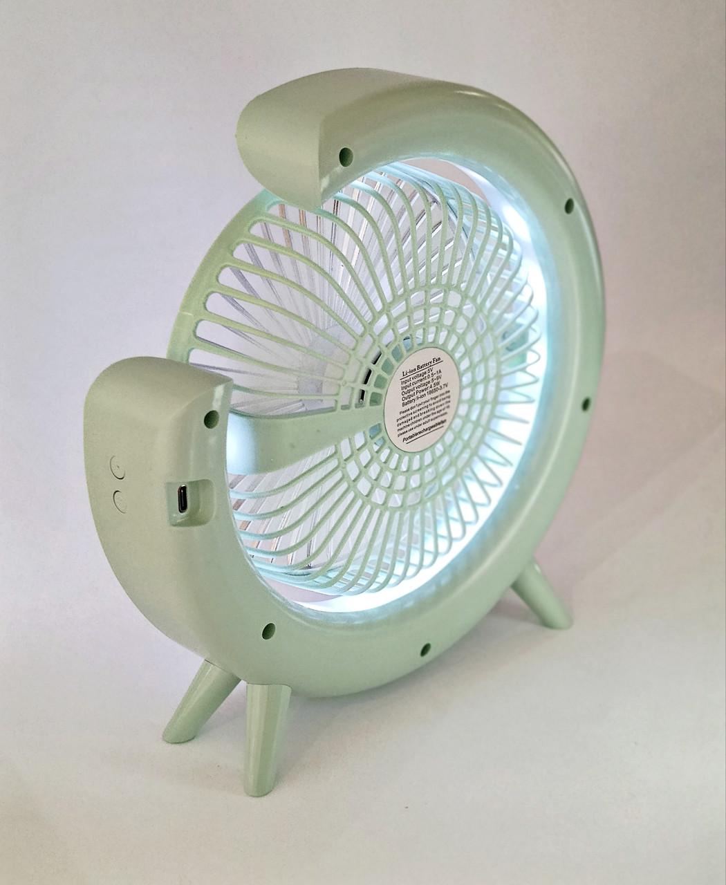 Вентилятор нічник на акумуляторі Зелений - фото 3