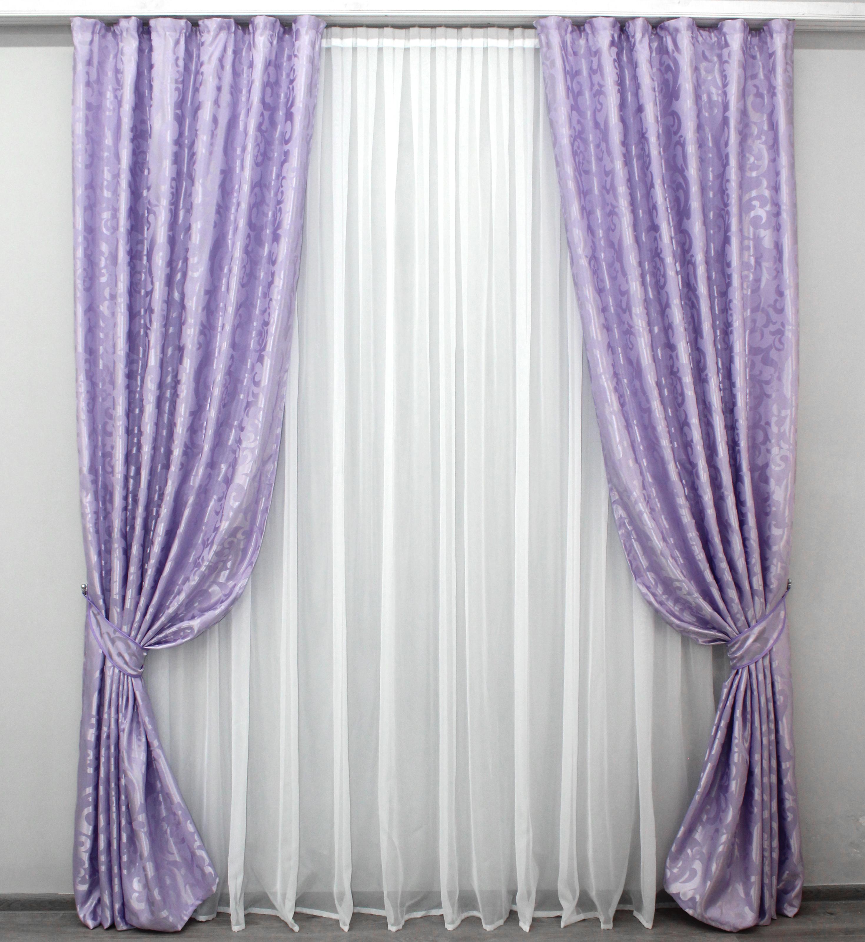 Комплект штор VR-Textil Вензель № 295ш жакард 150х270 см 2 шт. Бузковий (30-319)