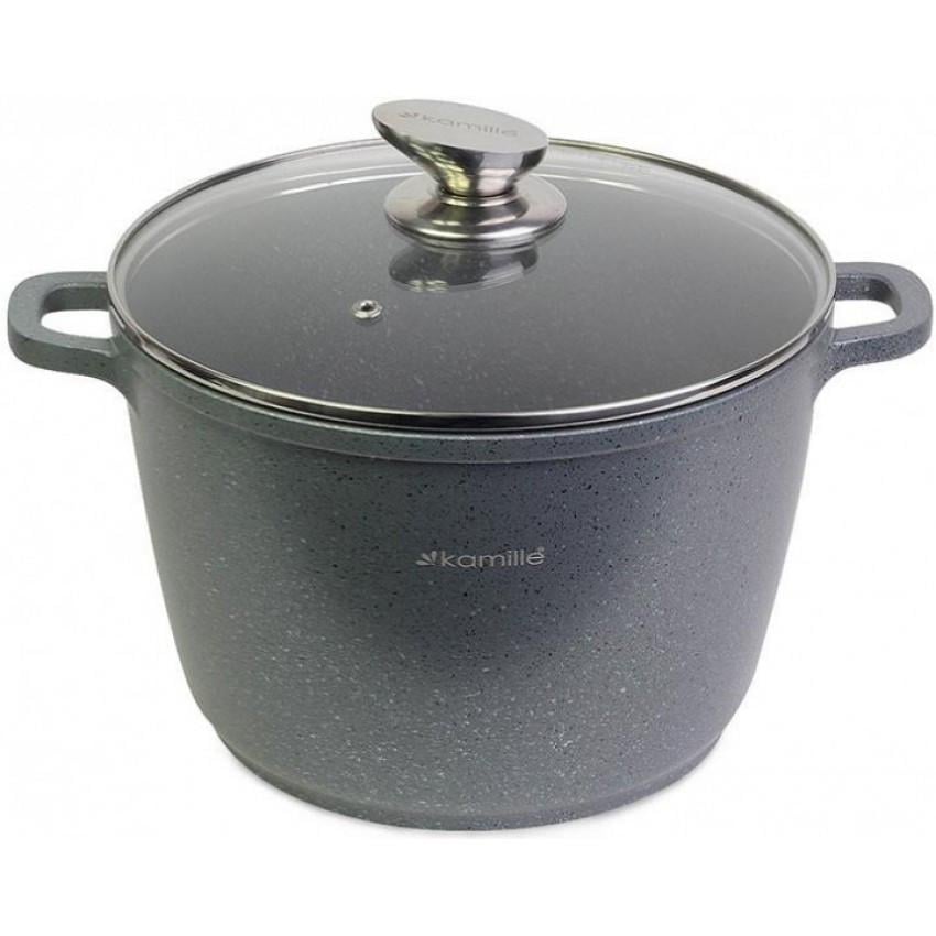 Кастрюля с крышкой Kamille алюминиевая литая с антипригарным покрытием 10 л 28х20 см Granite (4428) - фото 1 Кастрюля с крышкой Kamille алюминиевая литая с антипригарным покрытием 10 л 28х20 см Granite (4428) - фото 1
