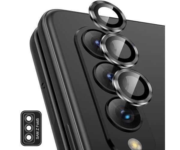 Защитное стекло с рамкой CD Pattern на заднюю камеру для Samsung Galaxy Z Fold5 Черный