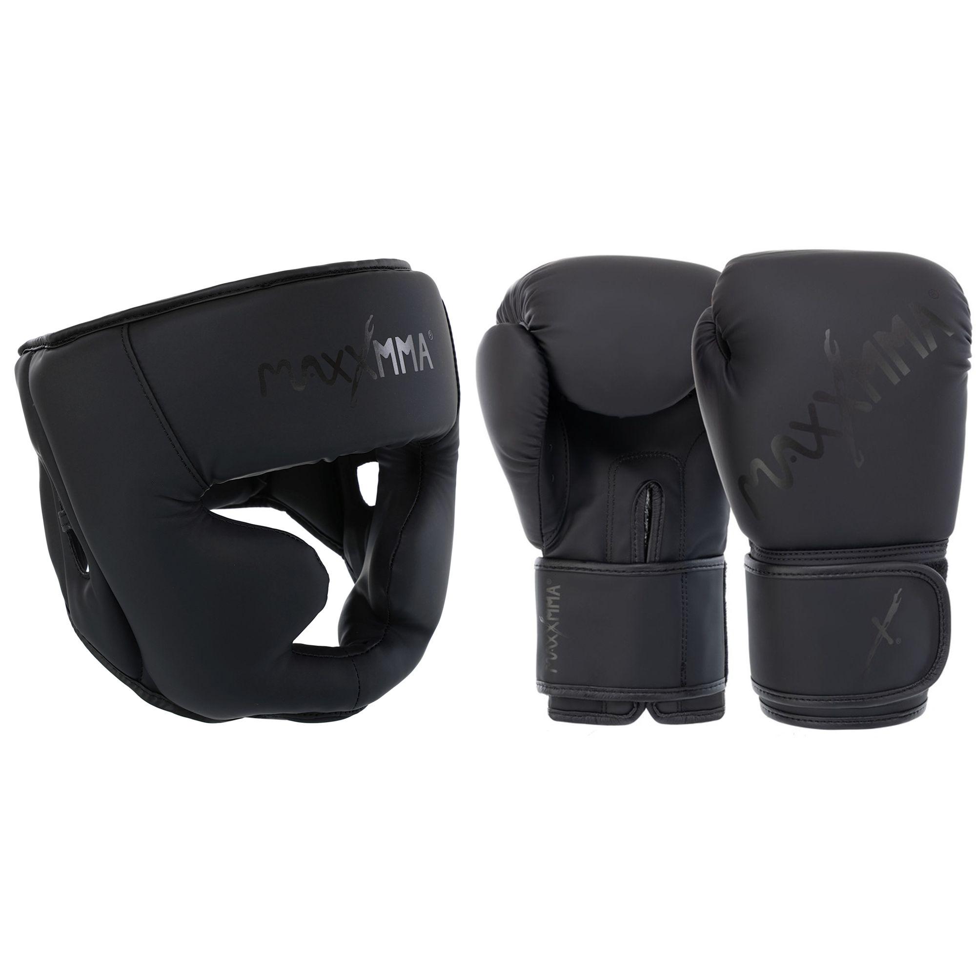 Боксерский набор Maxxmma перчатки GB10 12 унций/шлем GBH03 L Черный (27460229)