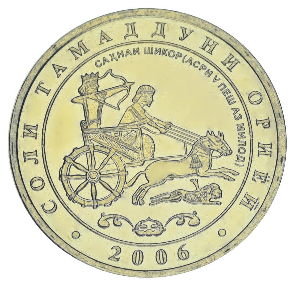 Коллекционная монета Таджикистан 1 сомони 2006 UNC Царская охота (М18949)