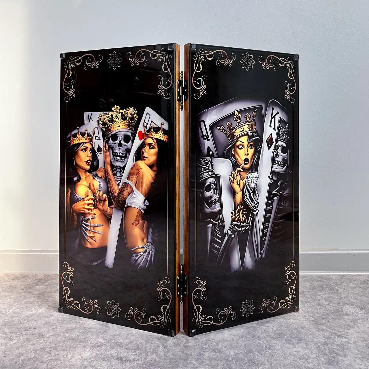 Нарды из дерева с каленым стеклом Король и Королева 50 см (Н-156) Нарды из дерева с каленым стеклом Король и Королева 50 см (Н-156)