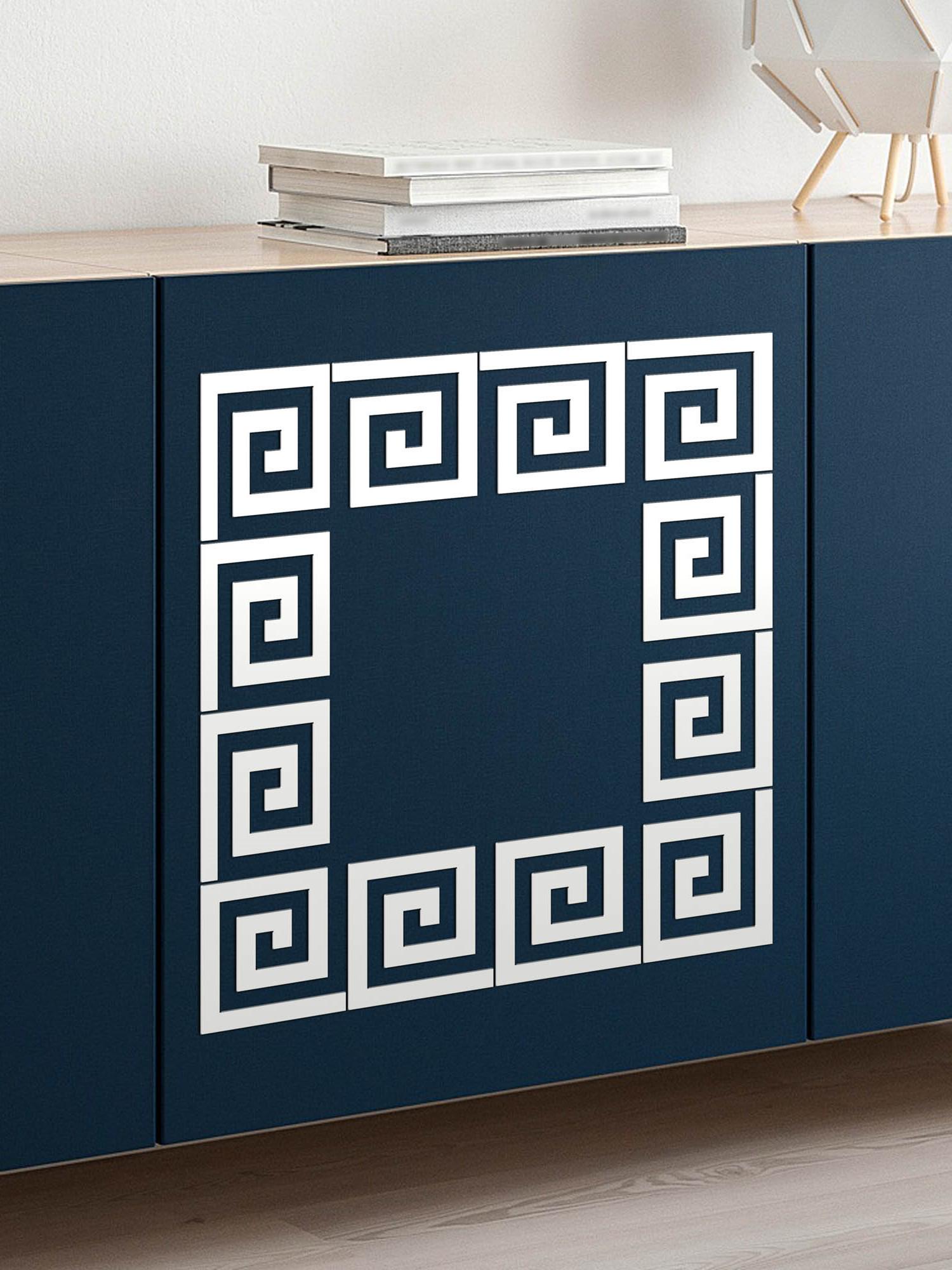 Наклейка интерьерная Меандр на стену 10х8, 9 см 12 шт. Белый (21994111) Наклейка интерьерная Меандр на стену 10х8, 9 см 12 шт. Белый (21994111)