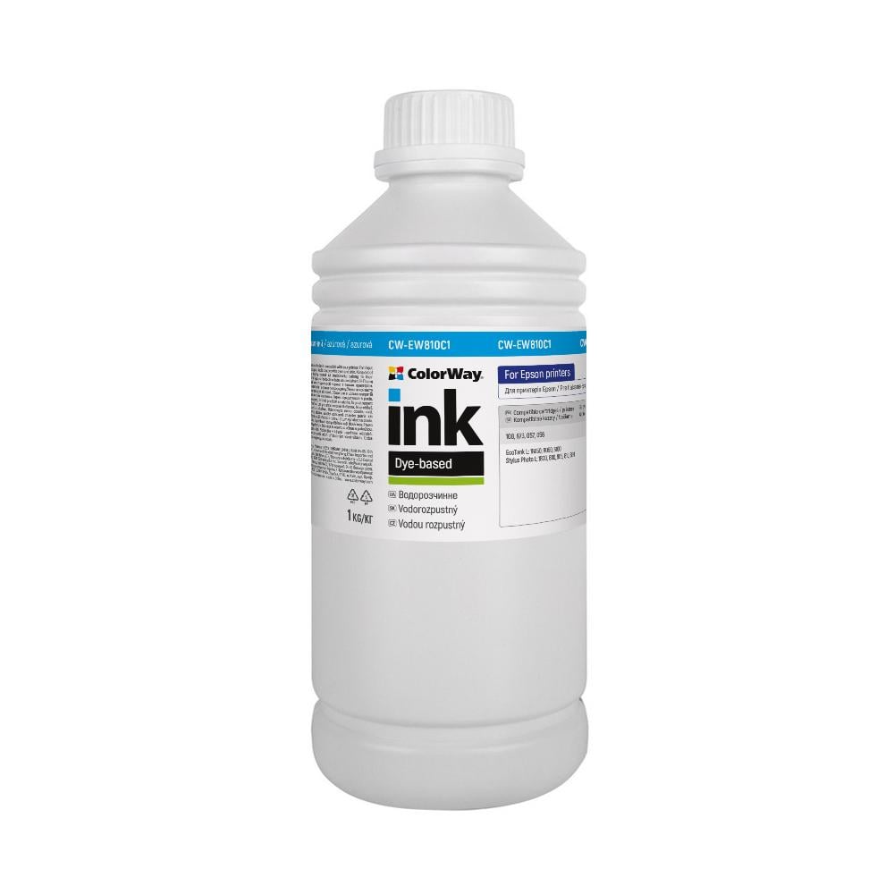 Чорнило ColorWay Epson L800/L810/L850 1000 мл Cyan (CW-EW810C1) Чорнило ColorWay Epson L800/L810/L850 1000 мл Cyan (CW-EW810C1)