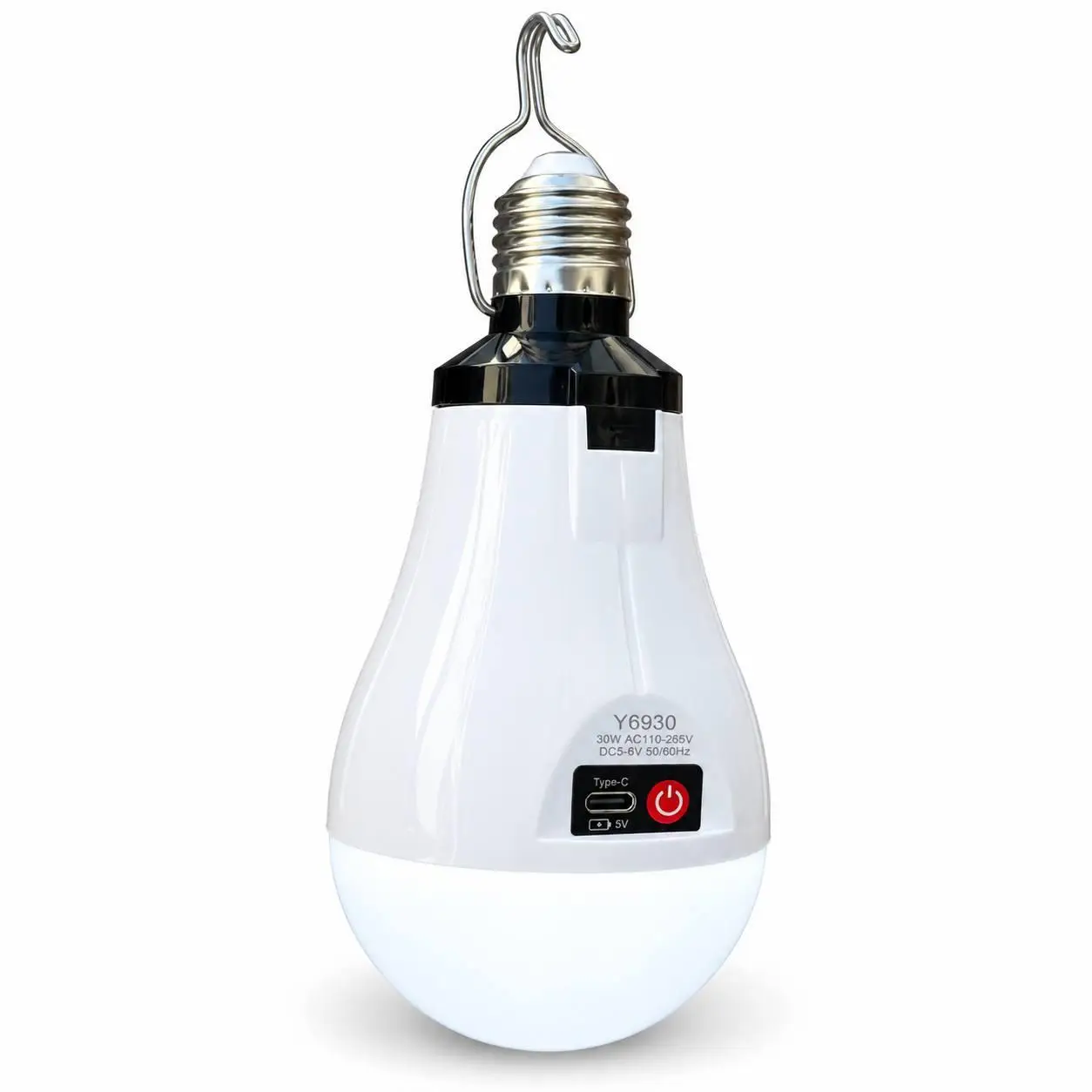 Лампа аккумуляторная аварийная LED Y6930 30 Вт с 3 аккумуляторами E27 Type-C 3 режима работы (M1292)