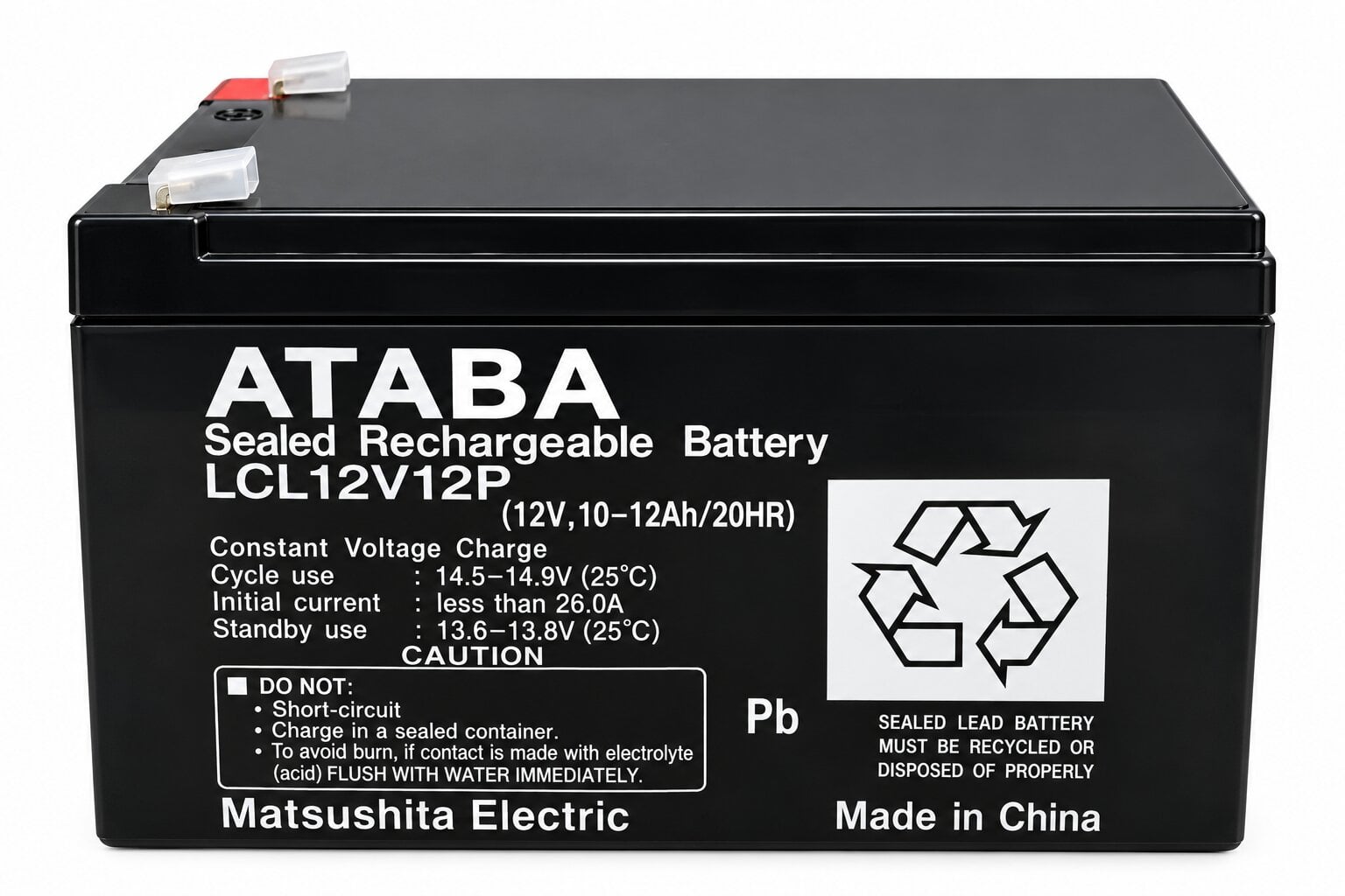 Батарея аккумуляторная ATABA LCL12V12P 12 В 12 А/час 144 Вт/час перезаряжаемая для ИБП аварийного питания и электрооборудования Батарея аккумуляторная ATABA LCL12V12P 12 В 12 А/час 144 Вт/час перезаряжаемая для ИБП аварийного питания и электрооборудования