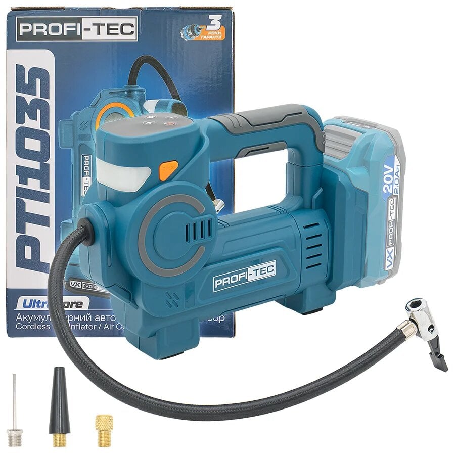 Компресор автомобільний акумуляторний PROFI-TEC PTI1035 20 В 35 л/хв без АКБ та ЗП (PH01180)