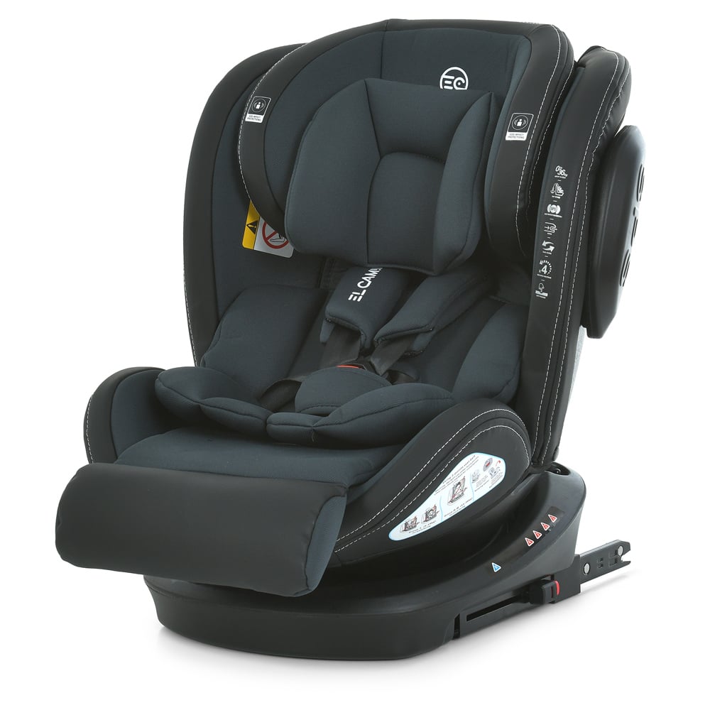 Автокресло EL CAMINO ME 1045 EVOLUTION 2 360 группа 0+/1/2/3 0-36 кг Isofix Top Tether лен и экокожа поворот 360° Antracite (38888309)