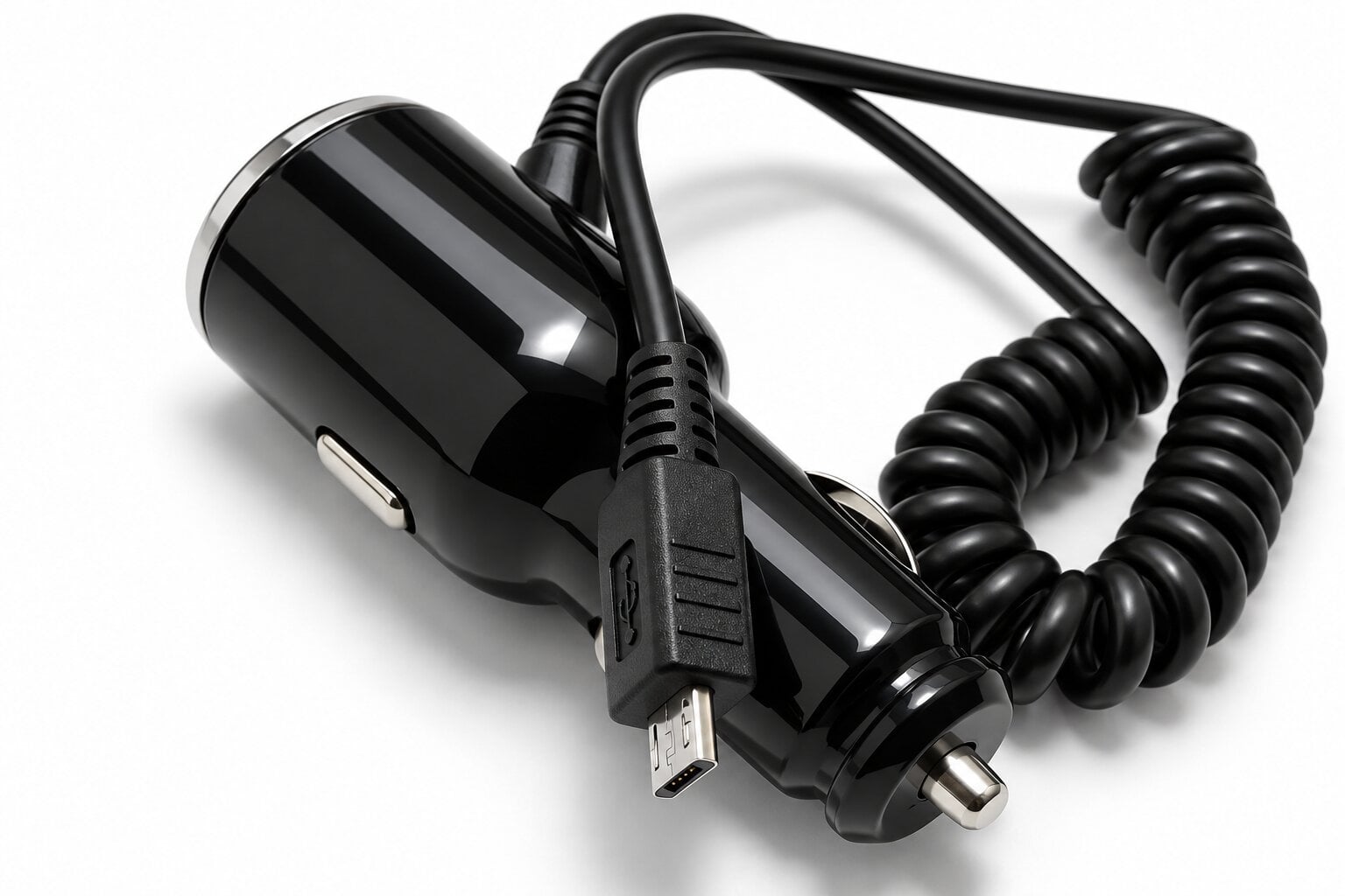 Зарядное устройство автомобильное HTC со спиральным кабелем Micro USB от прикуривателя для смартфонов и гаджетов
