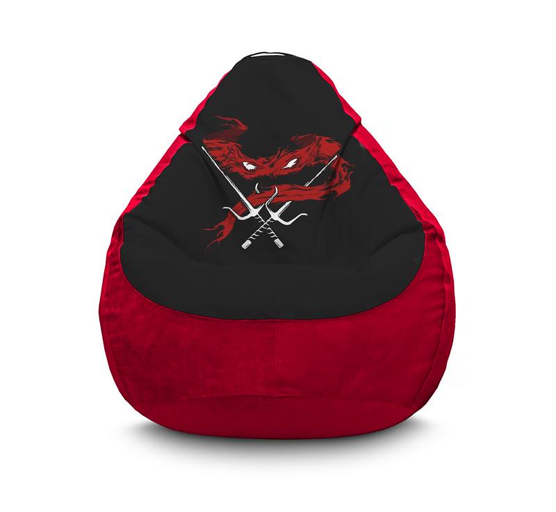 Кресло мешок Ninja Turtles Logo Флок XL 80х110 см Красный