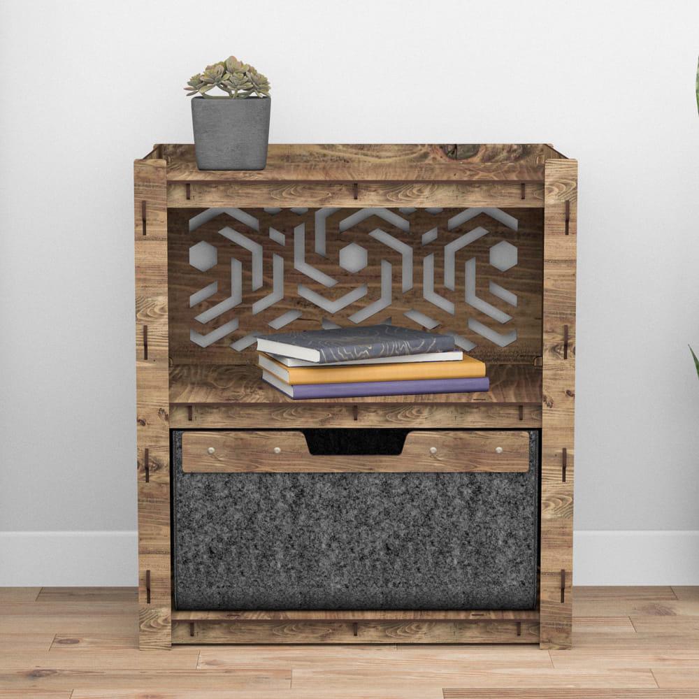 Тумба-столик прикроватная деревянная Hexagonica Chevron с черным ящиком 600х528х345 мм (111609) - фото 2 Тумба-столик прикроватная деревянная Hexagonica Chevron с черным ящиком 600х528х345 мм (111609) - фото 2