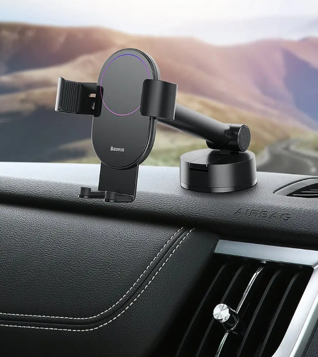 Тримач автомобільний Baseus Simplism Gravity Car Mount With Suction Base Black Автотримач для телефону Чорний - фото 14