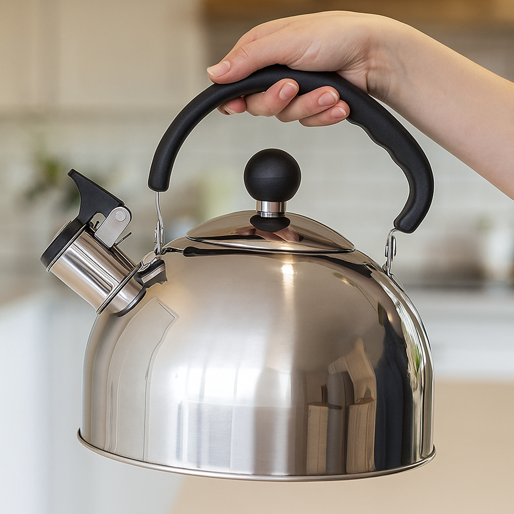 Чайник для плиты BasicSteel со свистком нержавеющая сталь/одинарное дно 2,5 л (28410949) - фото 3 Чайник для плиты BasicSteel со свистком нержавеющая сталь/одинарное дно 2,5 л (28410949) - фото 3