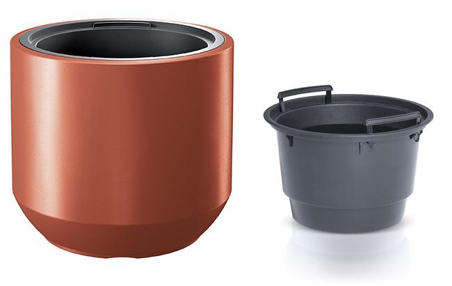 Горшок для цветов Prosperplast HEOS H-35 см круглый с вкладышем Медный - фото 1