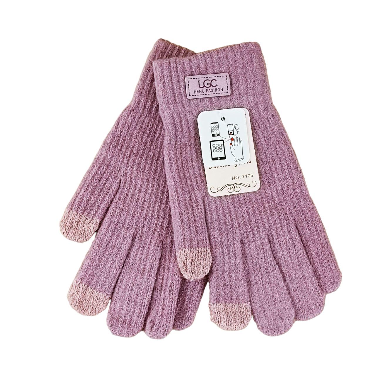 Перчатки женские сенсорные с начесом S-M Розовый (47132)