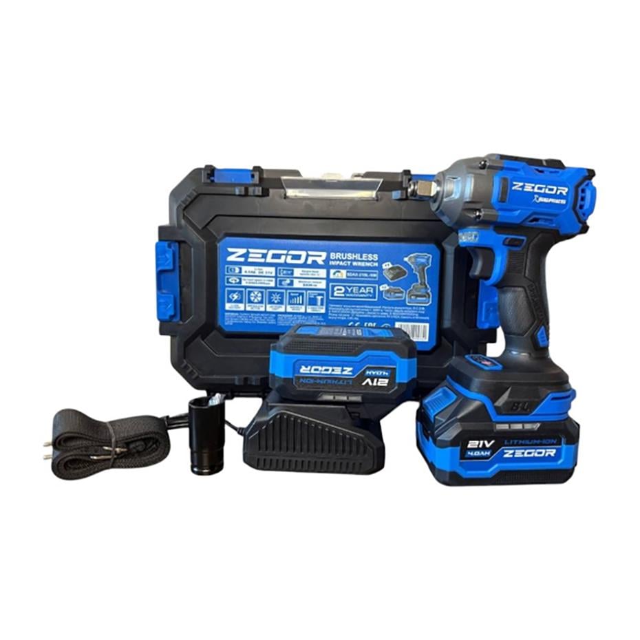 Гайковерт ударный аккумуляторный Zegor SDAX-21BL-500 21V Advanced 2 батареи бесщеточный двигатель/реверс/с подсветкой - фото 2 Гайковерт ударный аккумуляторный Zegor SDAX-21BL-500 21V Advanced 2 батареи бесщеточный двигатель/реверс/с подсветкой - фото 2