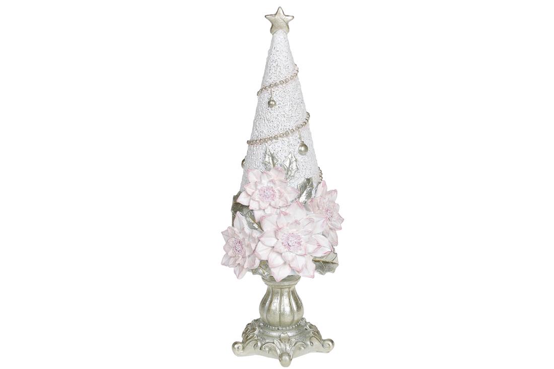 Декоративная статуэтка Bonadi Ёлка в цветах 29 см Розовый с шампанью (707-800)