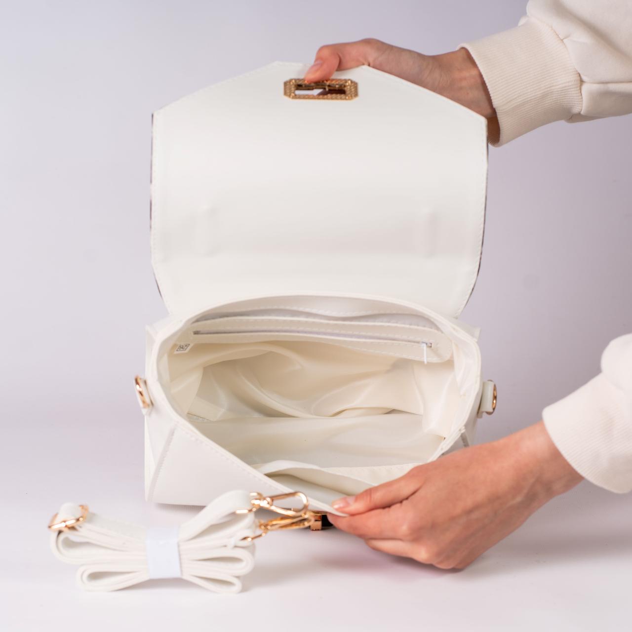 Сумка женская с клапаном леопард XENIA № 38-24 из эко-кожи Белый - фото 3