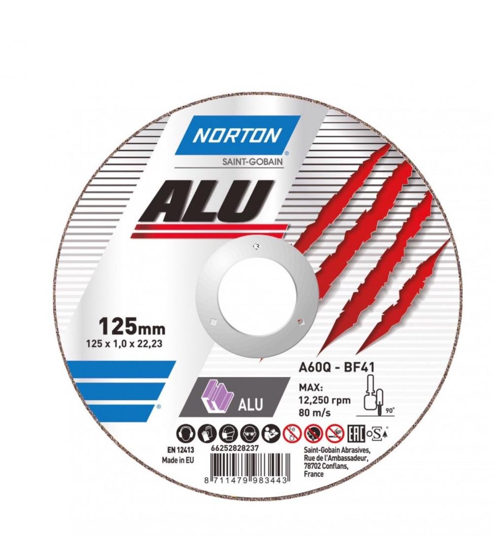 Круг відрізний по алюмінію Norton ALU A60Q BF41 Ø 125х1,0х22,23 мм