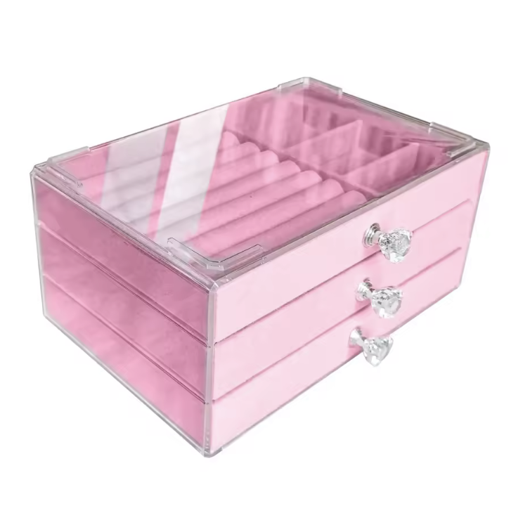 Органайзер для хранения украшений из бархата трехшухлядный (23786140)