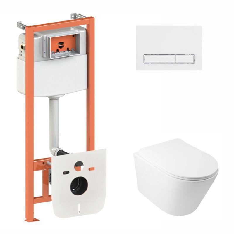 Инсталляция Q-tap 3в1 Nest QT0133M425 с панелью смыва QT0111M08V1384W + унитаз с сиденьем Swan QT16335178W (10435)
