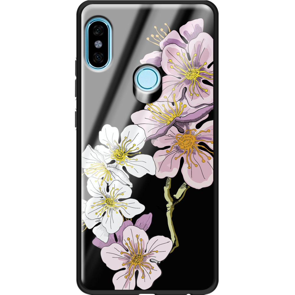 Чехол BoxFace Xiaomi Redmi Note 5 / Note 5 Pro Cherry Blossom Черный силикон со стеклом (32971-cc4-37747)