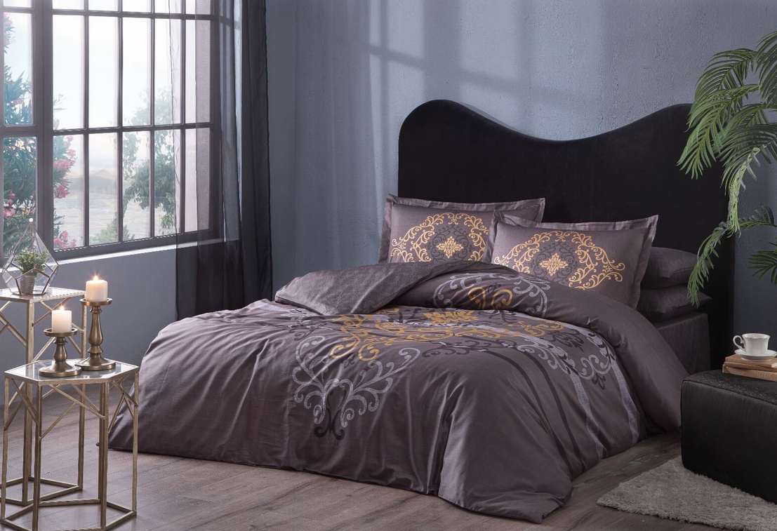 Постельное белье TАС Miura Kahve Делюкс сатин Евро