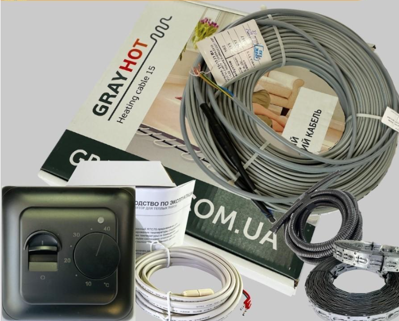 Тепла підлога GrayHоt 15 4,4-6,7 м2 752 Вт з механічним термостатом Чорний (51468)