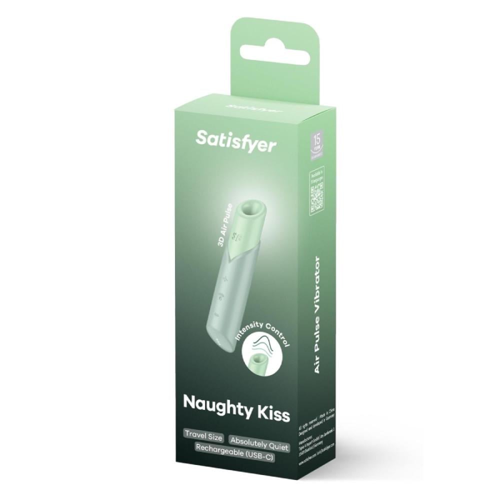 Вакуумный стимулятор Satisfyer Naughty Kiss для клитора 12х2,7 см Зеленый (S78557)