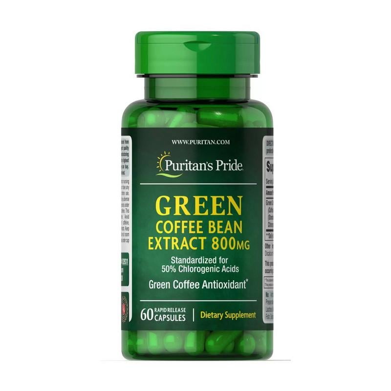 Экстракт зеленых кофейных зерен Puritan's Pride Green Coffee Bean Extract 800 мг 60 капс. (20207-01)
