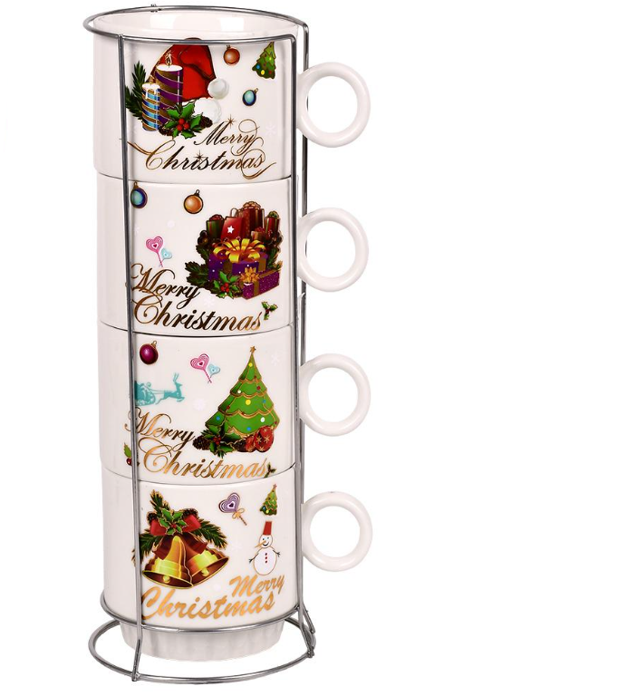 Чашки на підставці новорічні Merry Christmas 5 пр. 250 мл (R34143)
