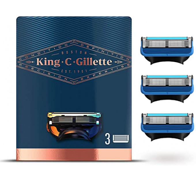 Картриджи для бритья мужские Gillette King C. совместимые с Fusion 5 3 шт. Картриджи для бритья мужские Gillette King C. совместимые с Fusion 5 3 шт.