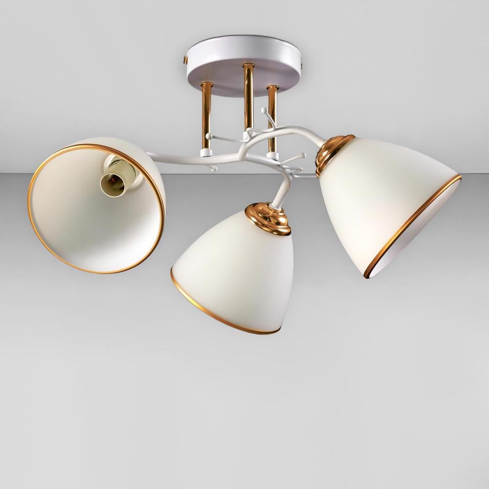 Люстра потолочная Light House SZ-19006/3 WT-FGD с каймой 520х200 мм E14 Белый с золотым