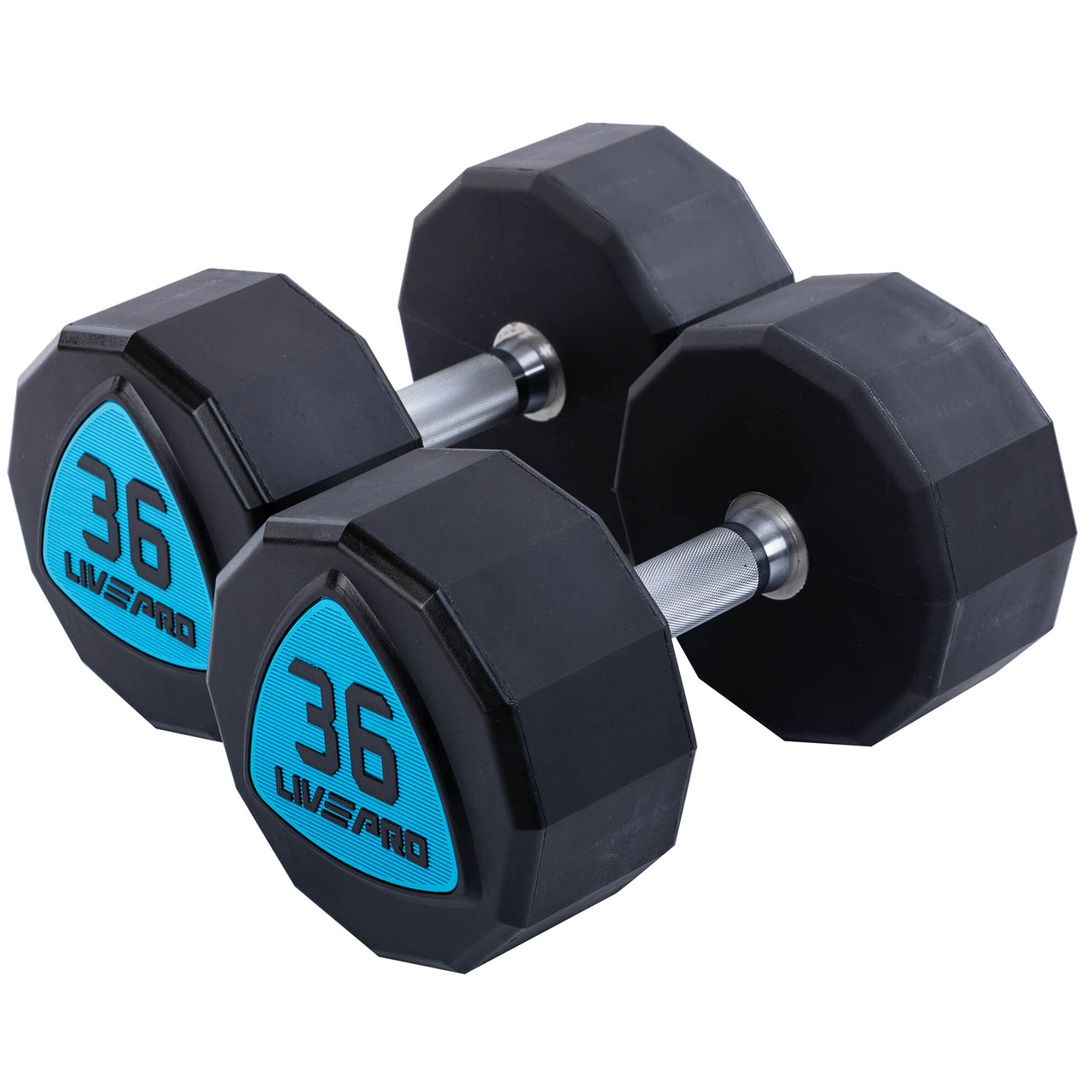 Набор гантелей цельных LiveUp LP8003-36 с полиуретановым покрытием 2 шт./36 кг Черный/Синий (24941853)