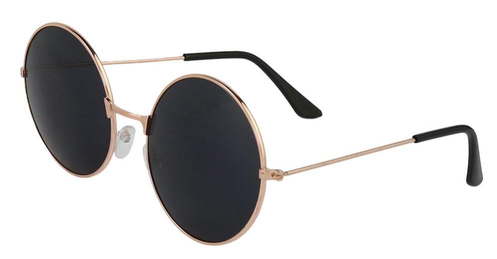 Очки круглые тишейды с черной линзой унисекс Черный в золоте