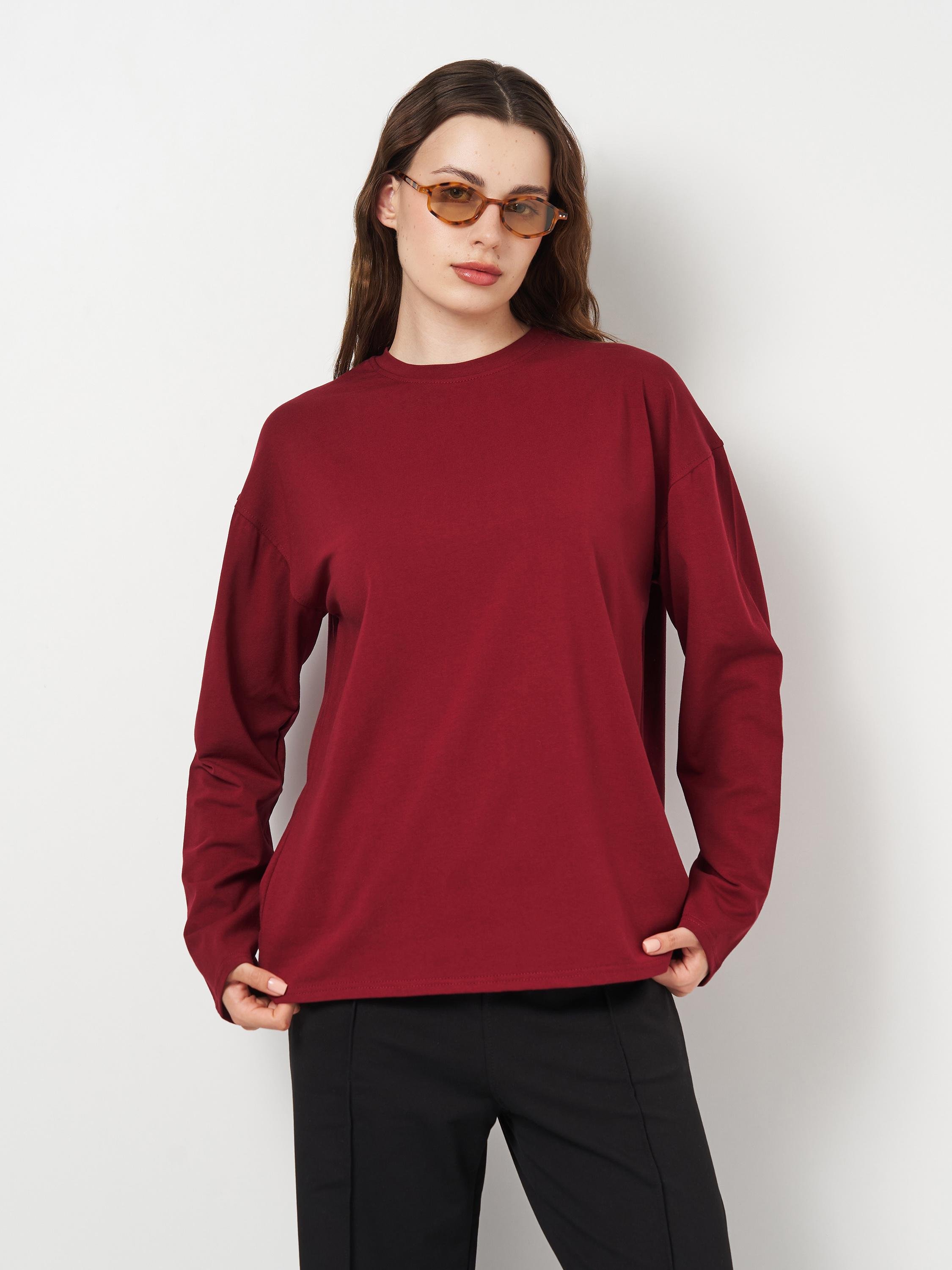 Лонгслів жіночий Hibrand оверсайз Марсала (Wm156)