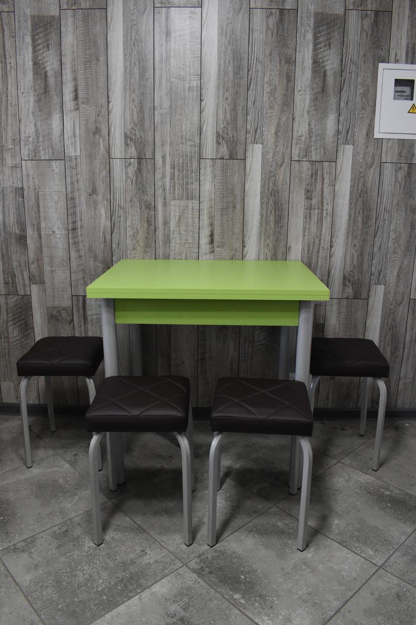 Кухонний комплект Оскар стіл розкладний/табурети 4 шт. Tutti Lux 60х80/80х120х75 см Зелений/Чорний (28374883)