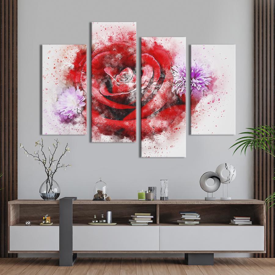 ᐉ Картина на холсте Красивая роза и хризантемы 89x56 см (849-42)