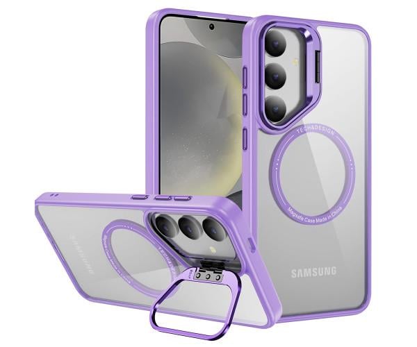 Чехол-накладка Armor Clear Kickstand для Samsung Galaxy S24 FE с магнитным кольцом Лаванда